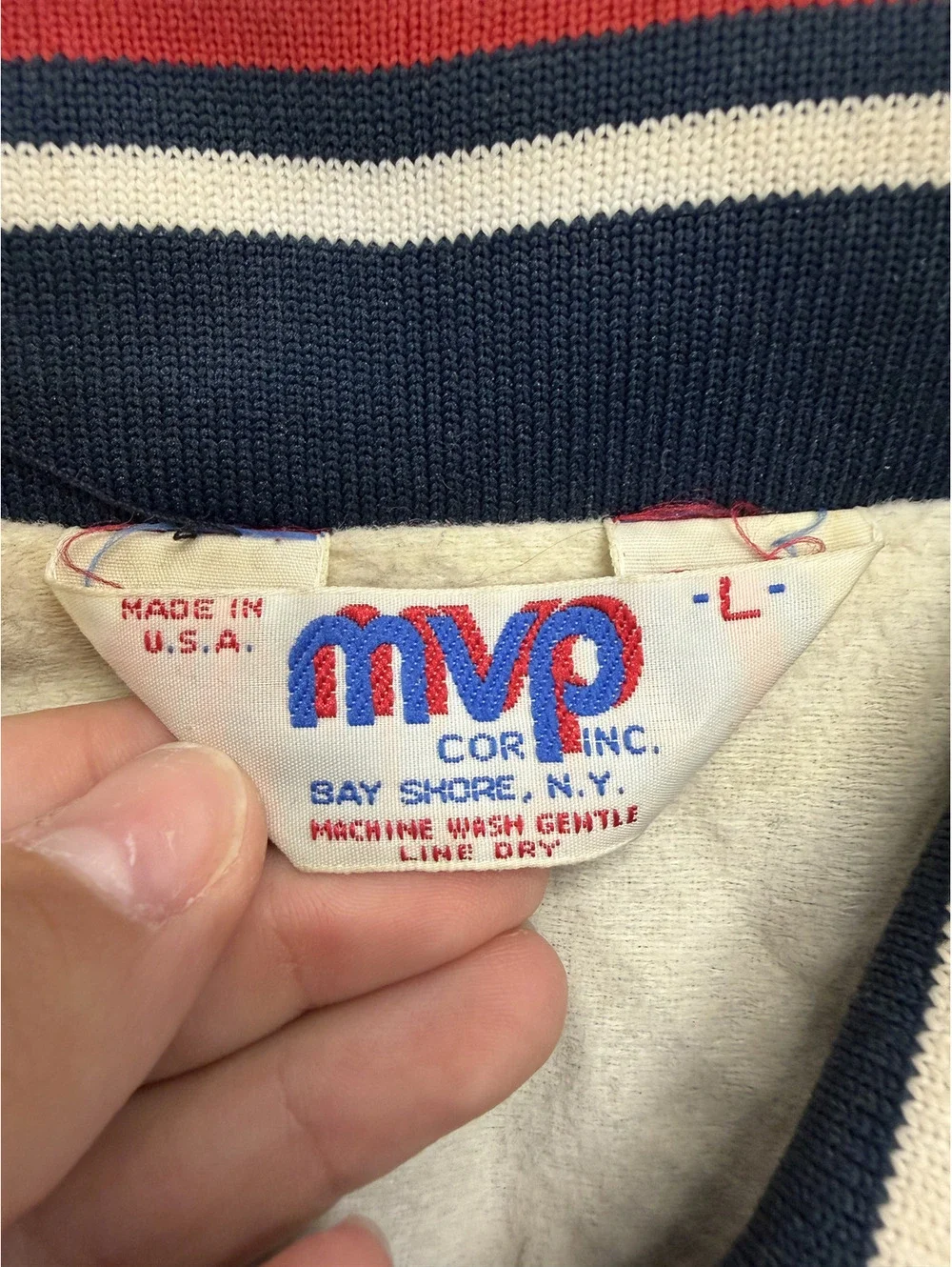 Vintage MVP Corp Inc. America Rides Monroe Navy Blue Bomber Jacket Large